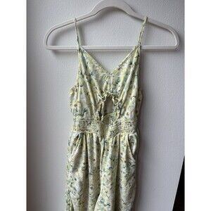 Yellow Floral Tank Top Romper With Keyhole Front Detail Size Small